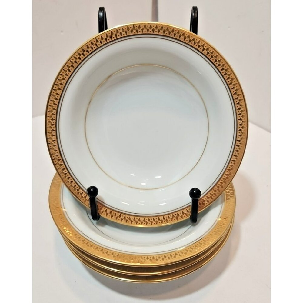 Vtg Noritake 5480 Goldridge Gold Encrusted Band 5.5" Fruit Bowls Set Of 4